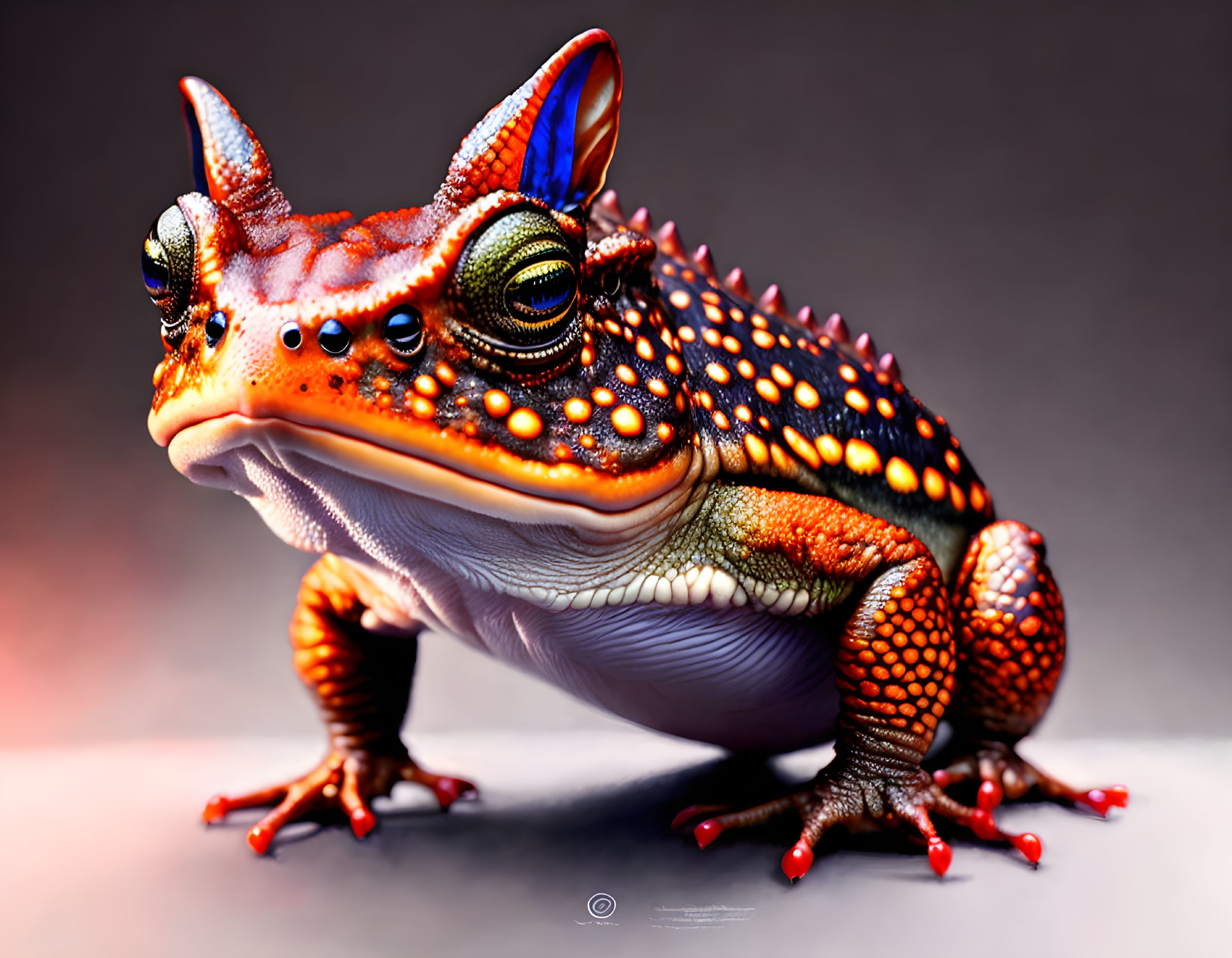 Colorful Frog Artwork with Textured Skin and Orange-Yellow Spots