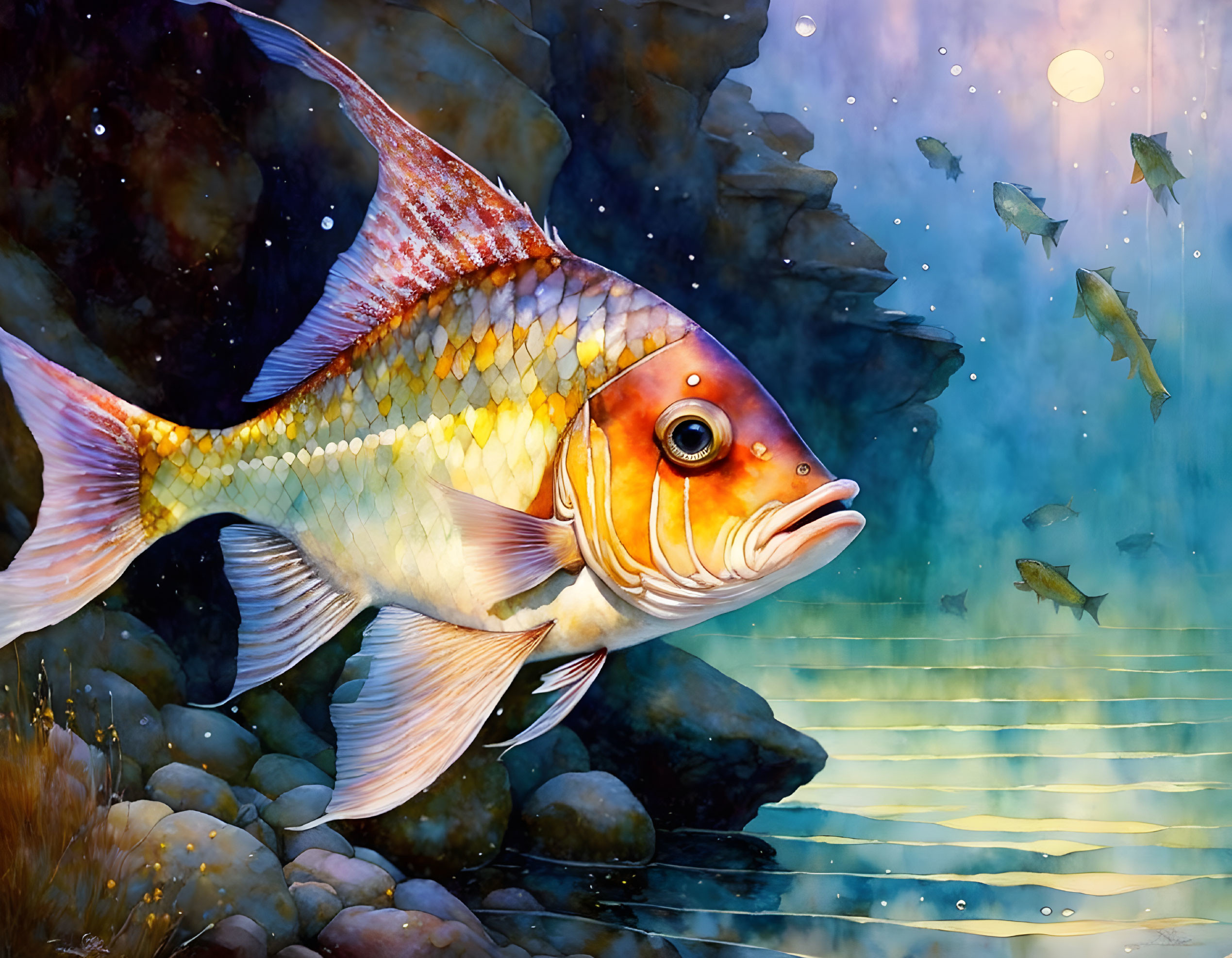 Colorful Fish Swimming in Serene Underwater Scene