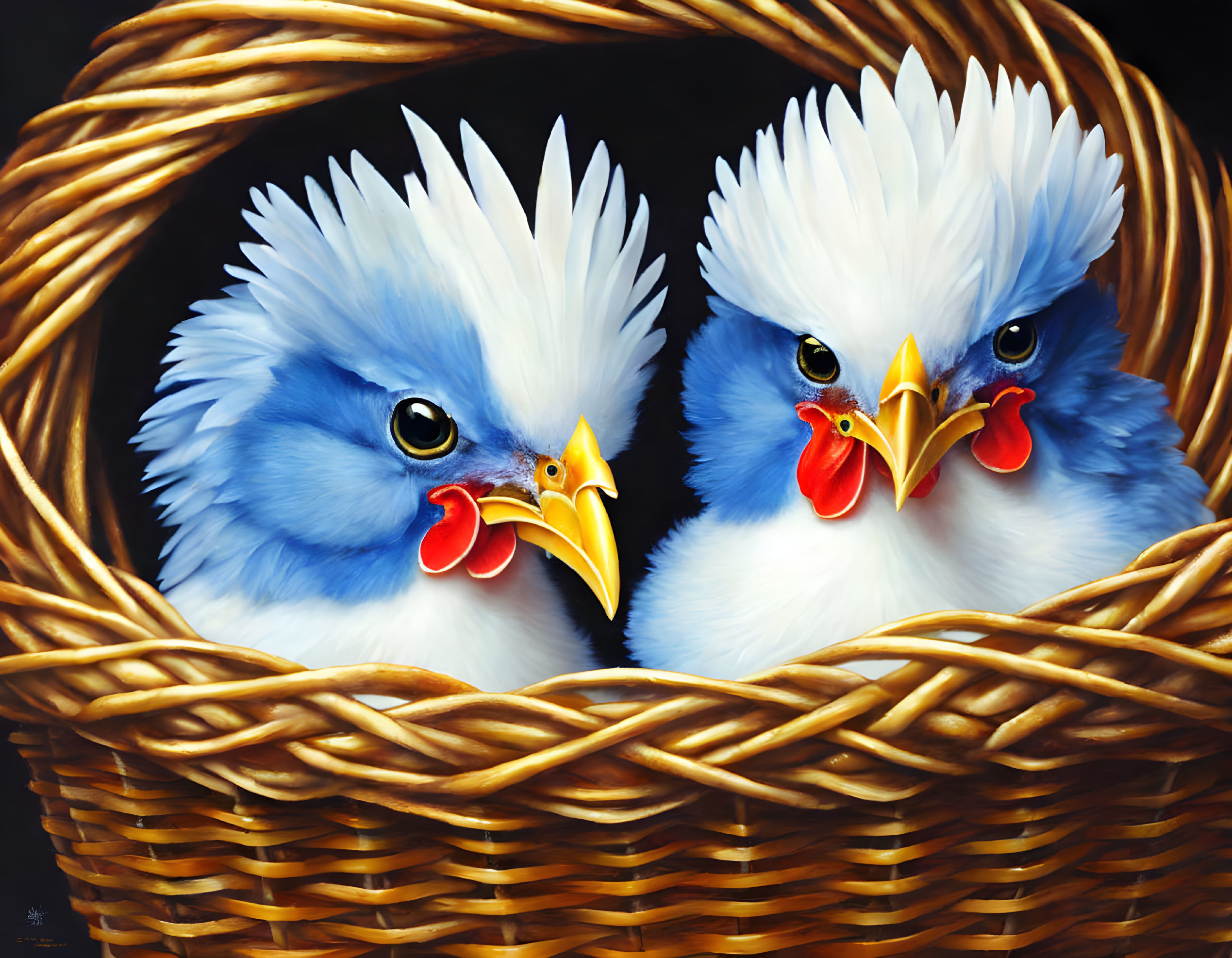  Two chicken in a basket