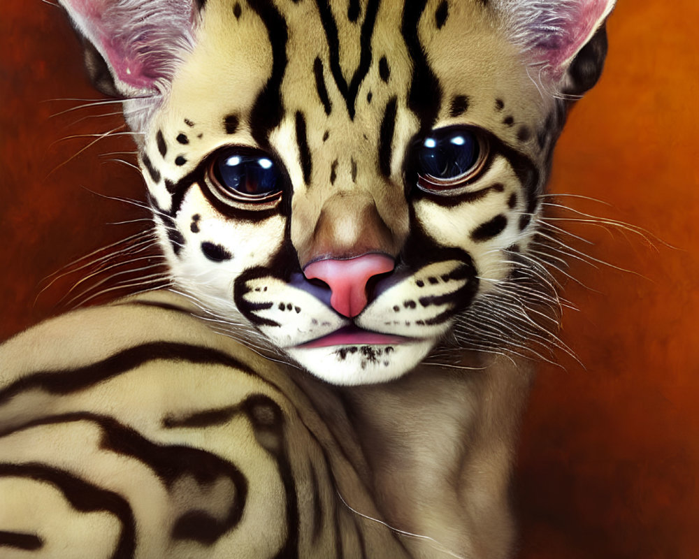 Realistic Digital Painting of Ocelot with Detailed Fur Patterns