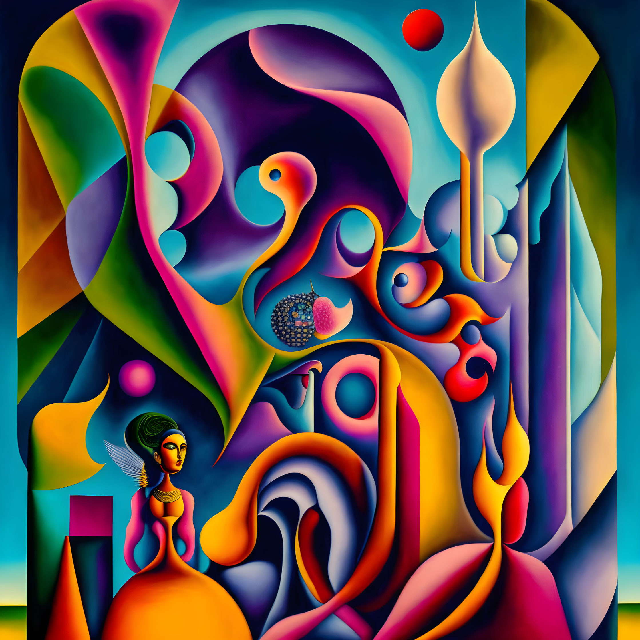 Colorful abstract art with swirling shapes and organic patterns