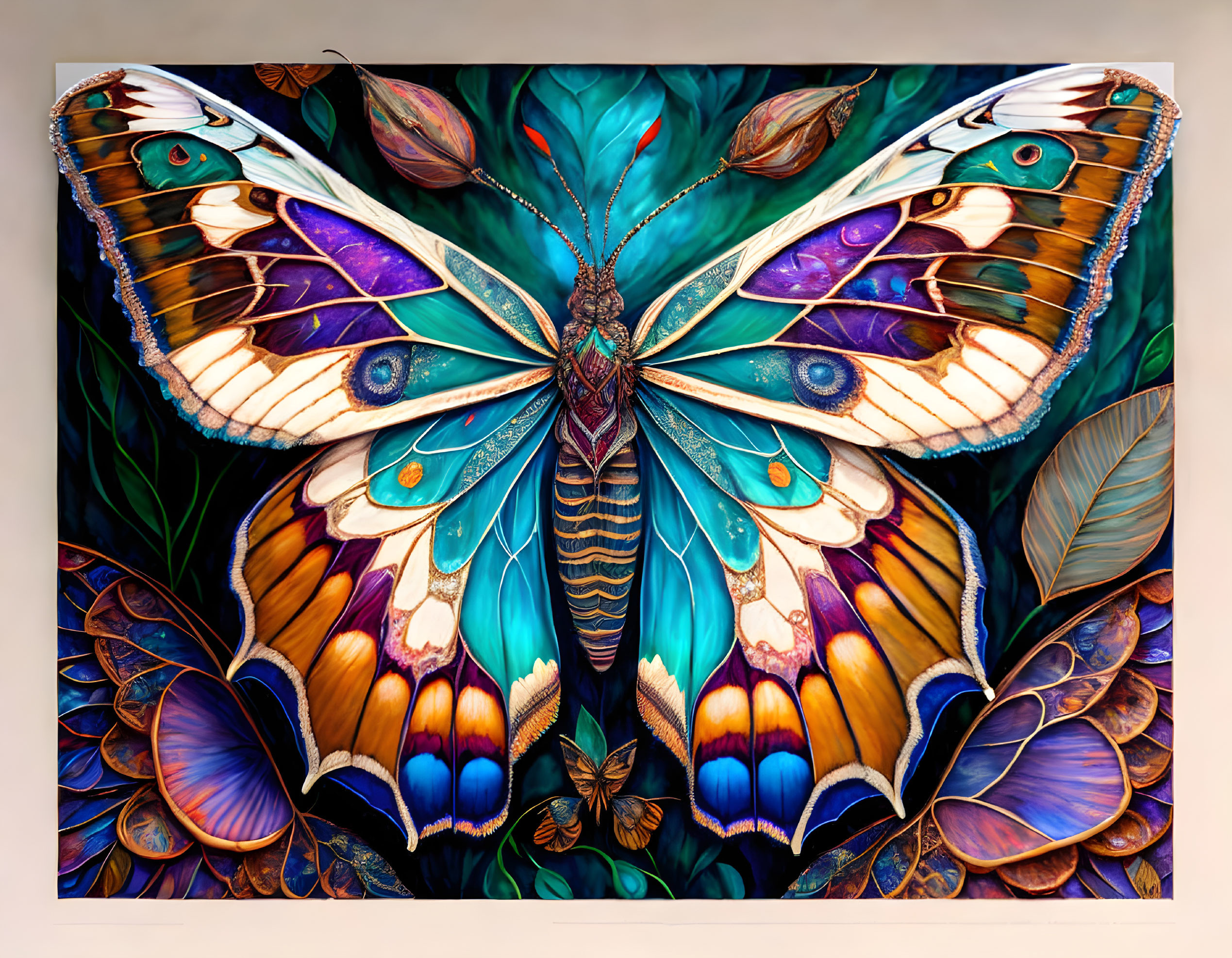 Detailed Symmetrical Butterfly Artwork with Rich Colors