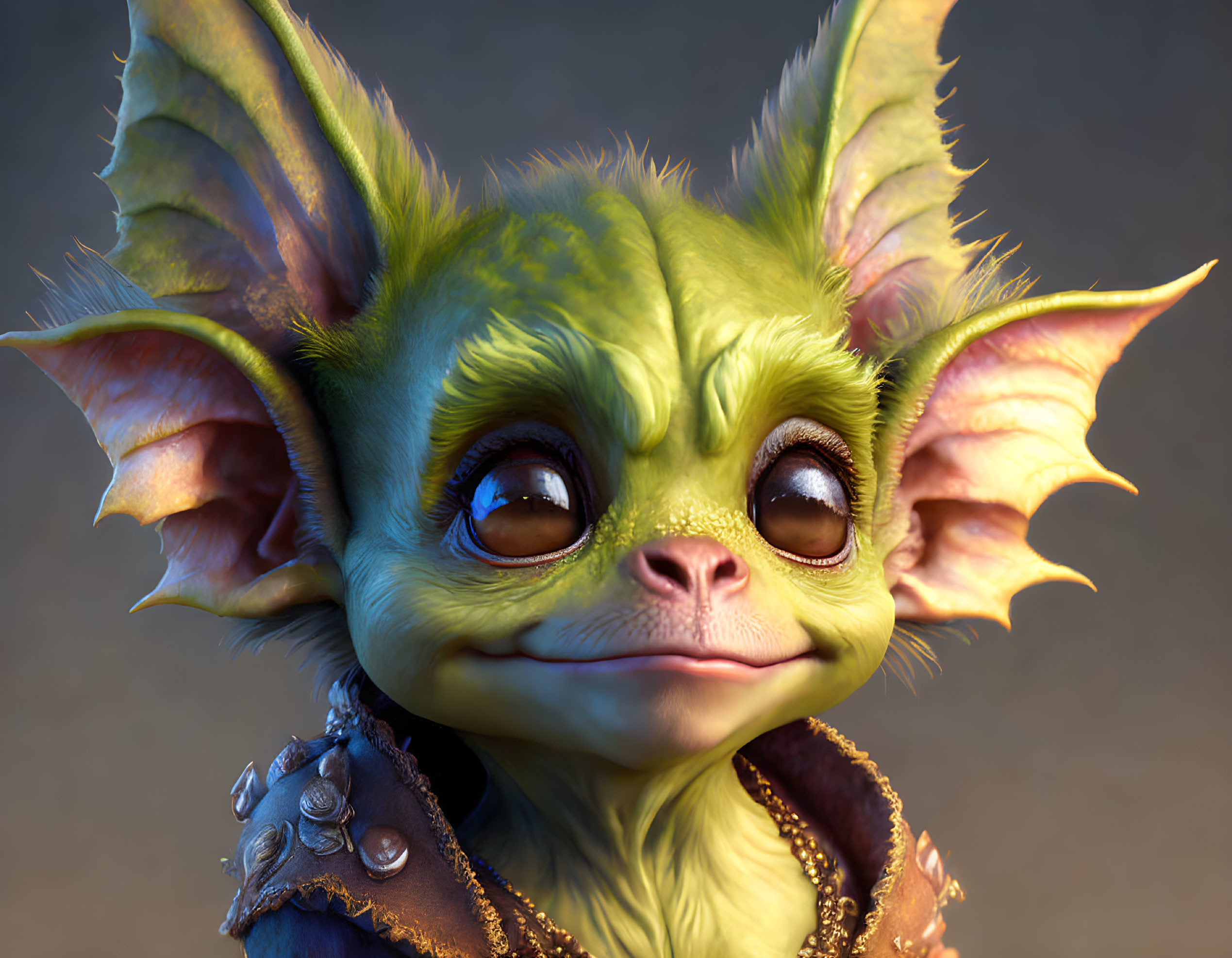 Whimsical animated creature with big ears and wide eyes