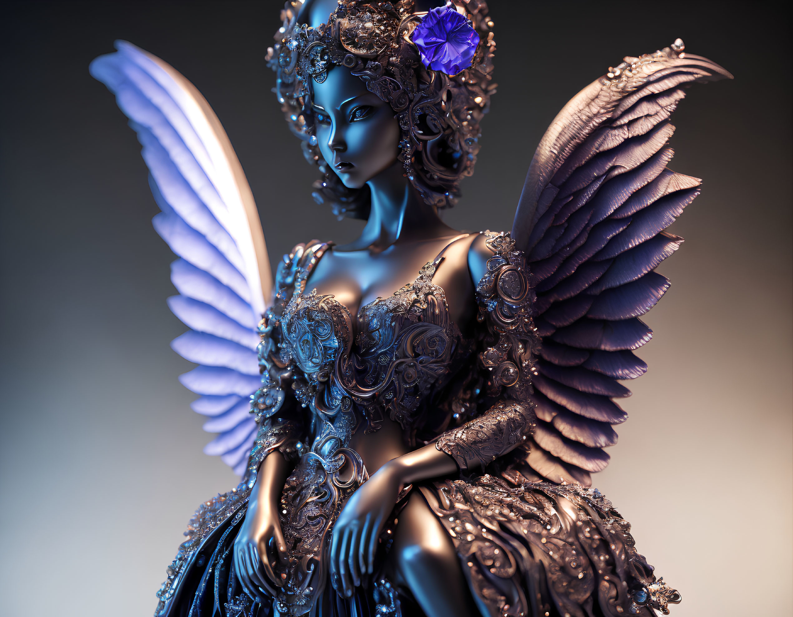 Intricately Designed Winged Fantasy Character Figurine