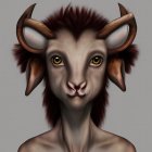 Fantastical creature with goat-like features and human characteristics