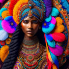 Vibrant digital artwork of a mystical tribal woman