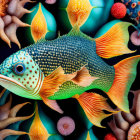 Colorful Fish Swimming Among Coral and Sea Anemones