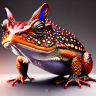 Colorful Frog Artwork with Textured Skin and Orange-Yellow Spots