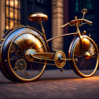 Steampunk-inspired ornate bicycle with intricate gears and metallic designs