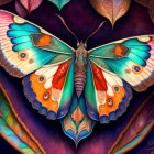 Colorful Stylized Butterfly Artwork with Intricate Patterns