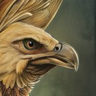 Detailed Eagle Head Illustration with Feathers, Beak, and Eye