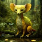 Illustration: Fennec fox-dragon creature in enchanted forest