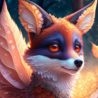 Vibrant fox illustration with glowing, leaf ears