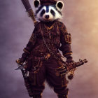 Steampunk-themed anthropomorphic raccoon with top hat and sword