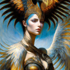 Woman in Eagle-Themed Attire with Wings and Headpiece