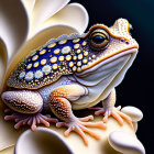 Colorful Frog Digital Illustration on White Flower