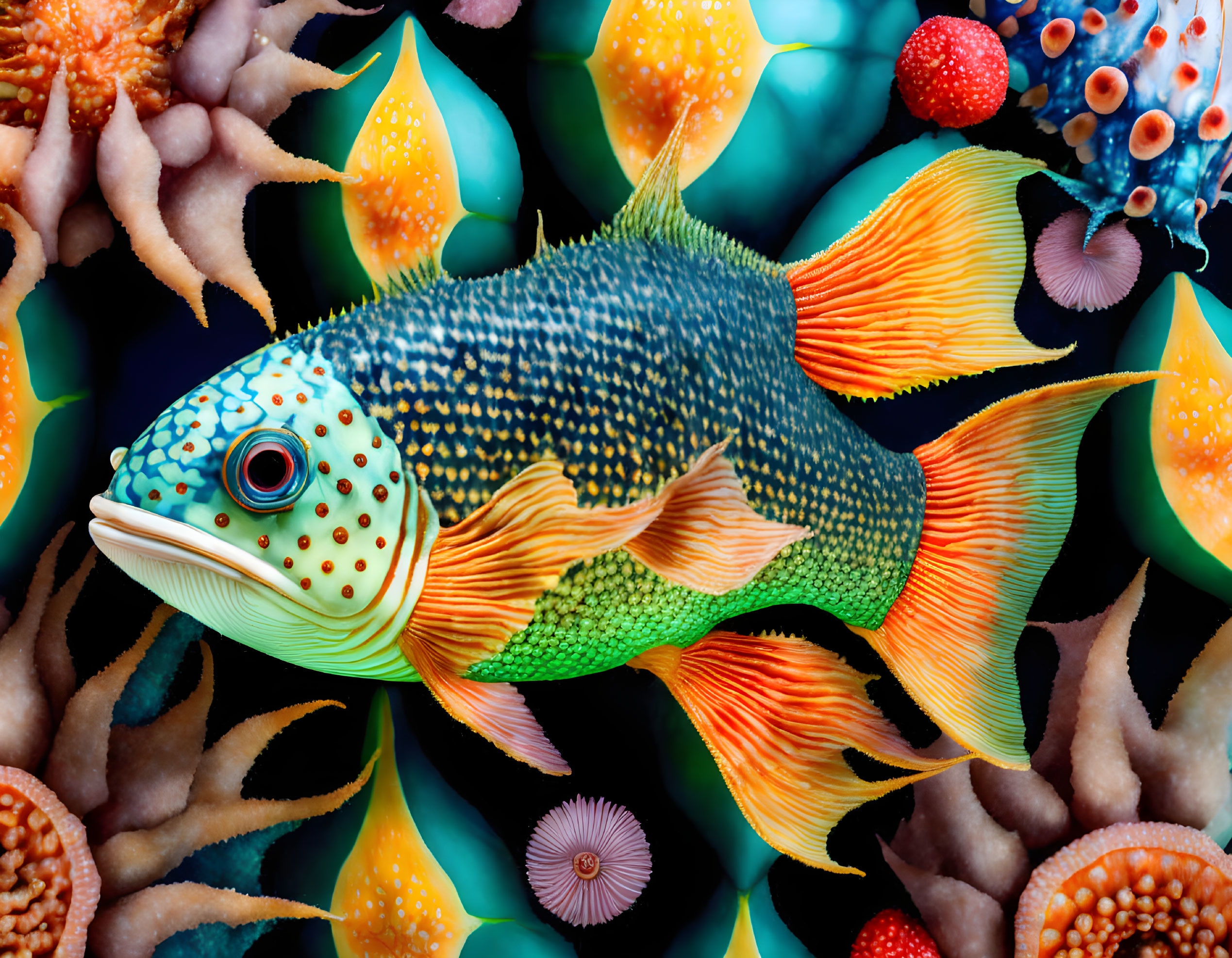 Colorful Fish Swimming Among Coral and Sea Anemones