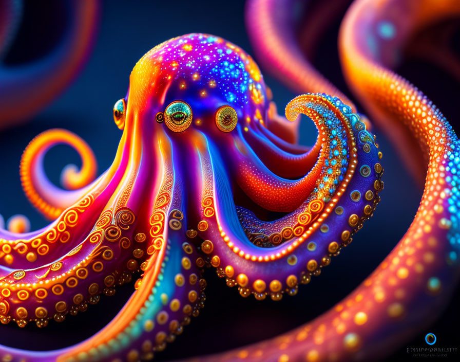 Colorful Octopus Artwork: Orange and Purple Digital Design