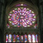 Intricate Stained Glass Rose Window in Gothic Church