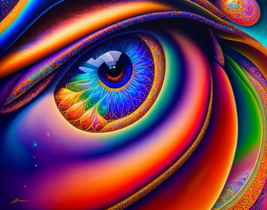 Abstract Eye Artwork with Vibrant Colors and Intricate Patterns