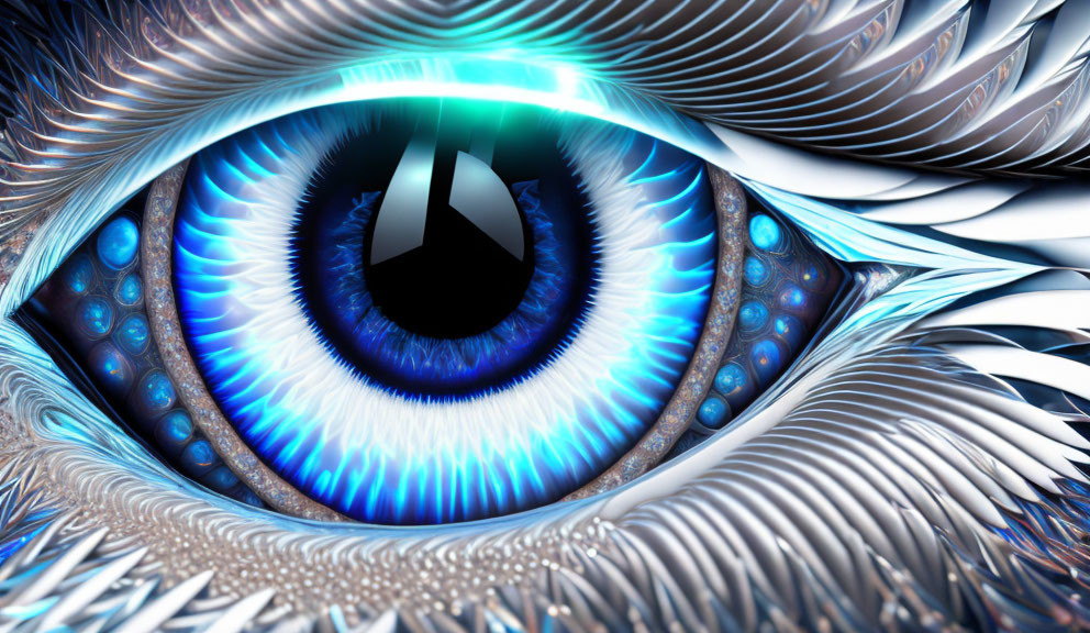 Digitally-Enhanced Blue Eye with Fractal Patterns