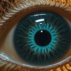 Detailed fractal image of stylized eye with intricate patterns