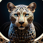 Intricately patterned luminescent leopard with neon palette