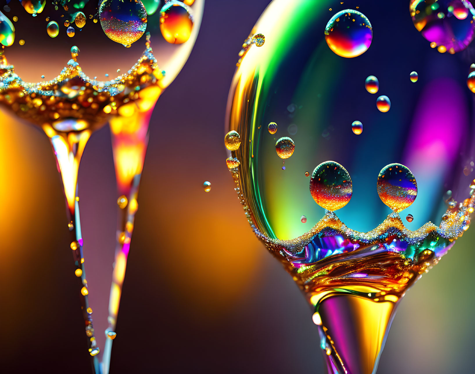 Colorful Macro Shot: Oil Droplets in Water