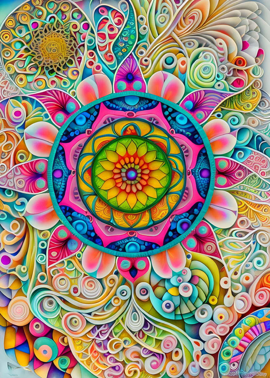 Colorful Digital Artwork with Mandala & Abstract Patterns