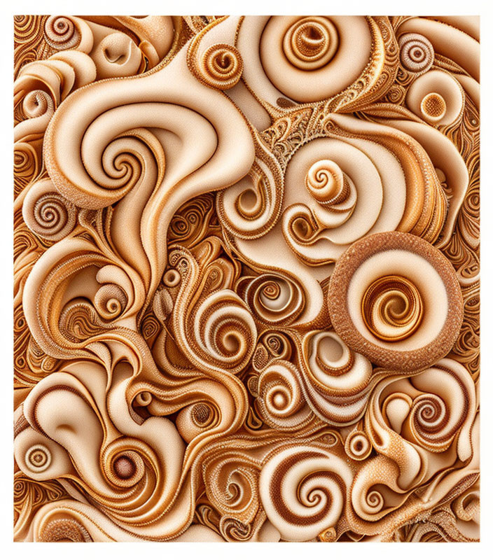 Abstract Brown Fractal Pattern with Swirls and Spirals