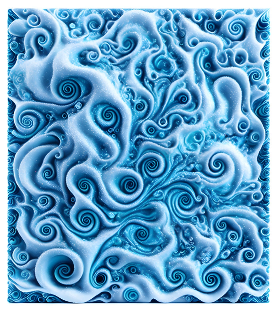 Intricate Blue and White Fractal Swirl Patterns