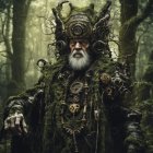 Bearded man in forest-themed armor with intricate details