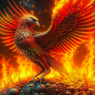 Colorful Phoenix Illustration Symbolizing Rebirth and Immortality