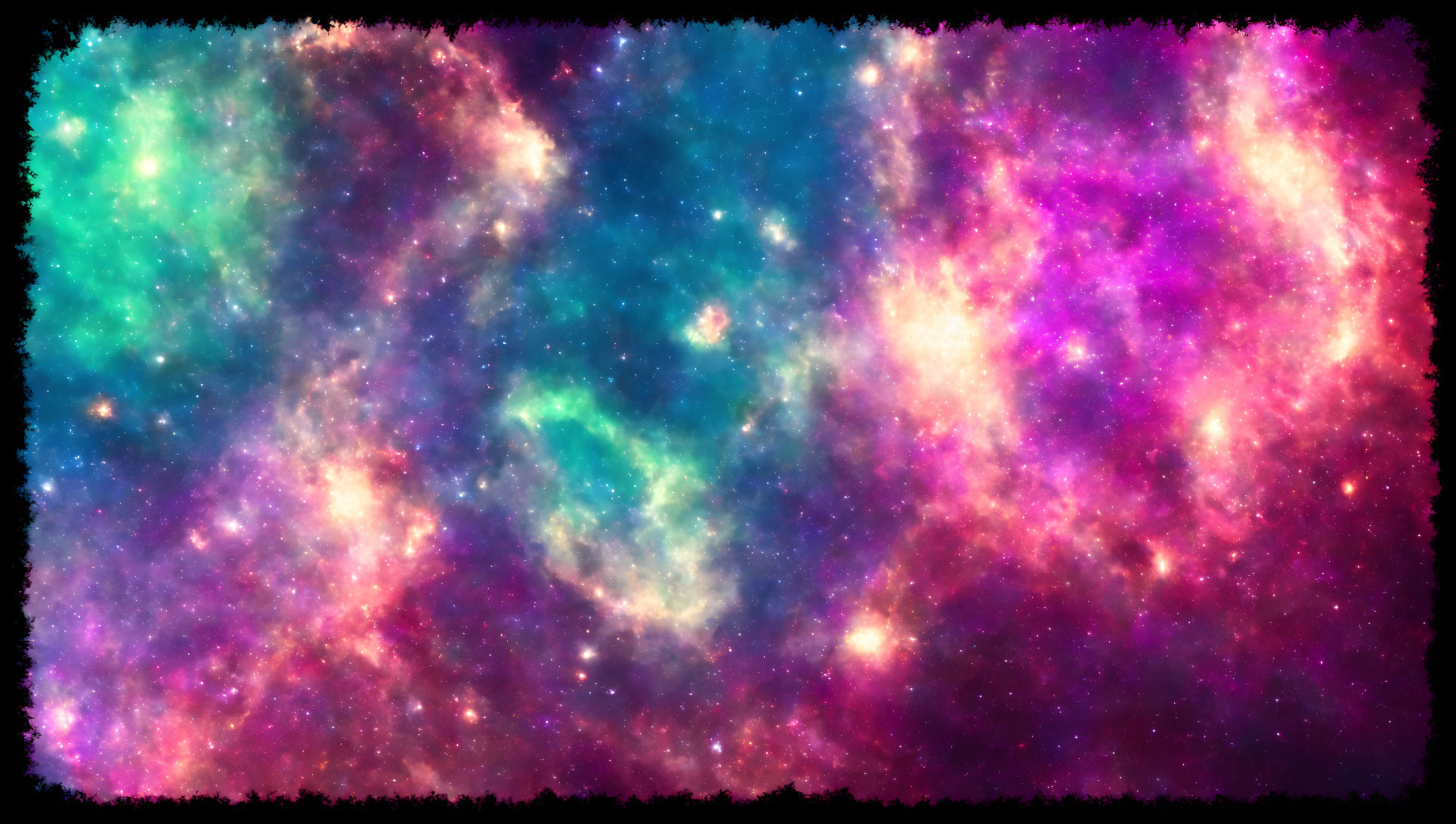 Colorful Cosmic Nebula with Blue, Green, and Pink Shades