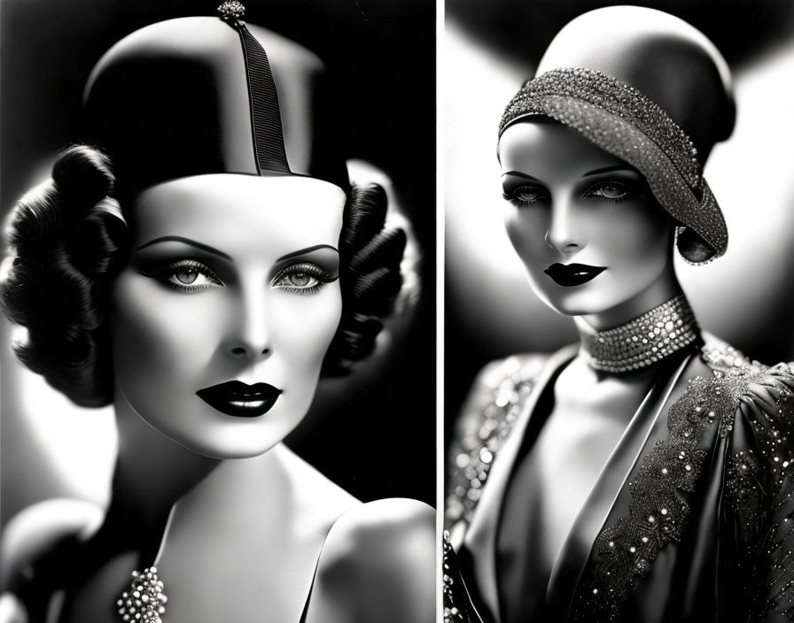 Vintage Hollywood Glamour Black and White Woman Portraits