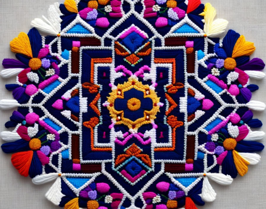 Peruvian embroidery with geometric shape