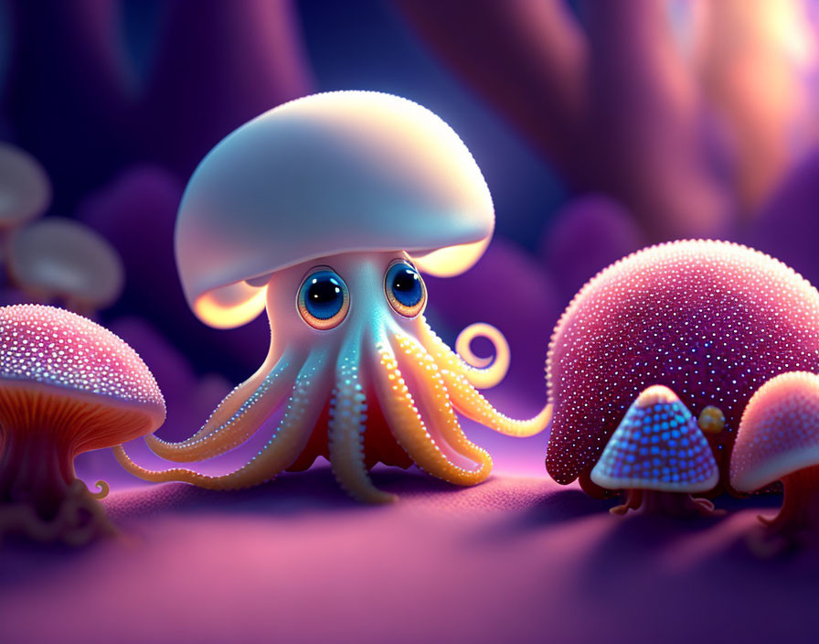 Colorful Octopus in Enchanted Underwater Scene