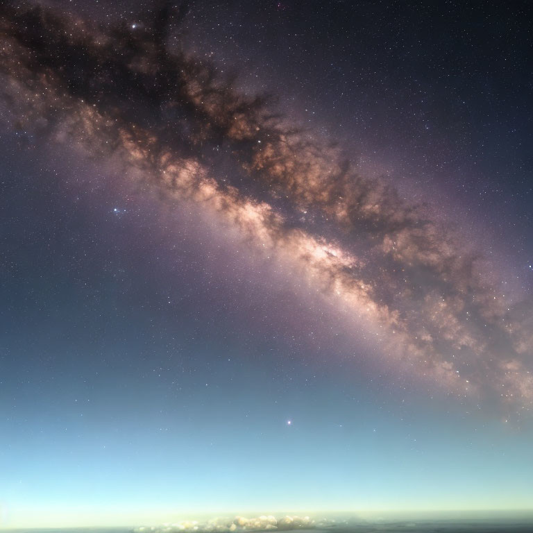 Starry Night Sky with Milky Way and Twilight Horizon