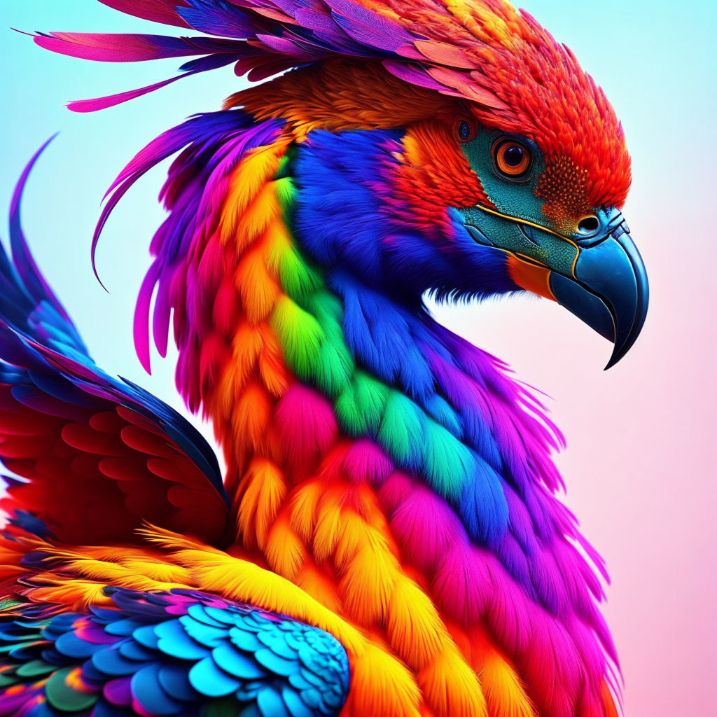 Colorful Parrot Digital Artwork with Detailed Feathers