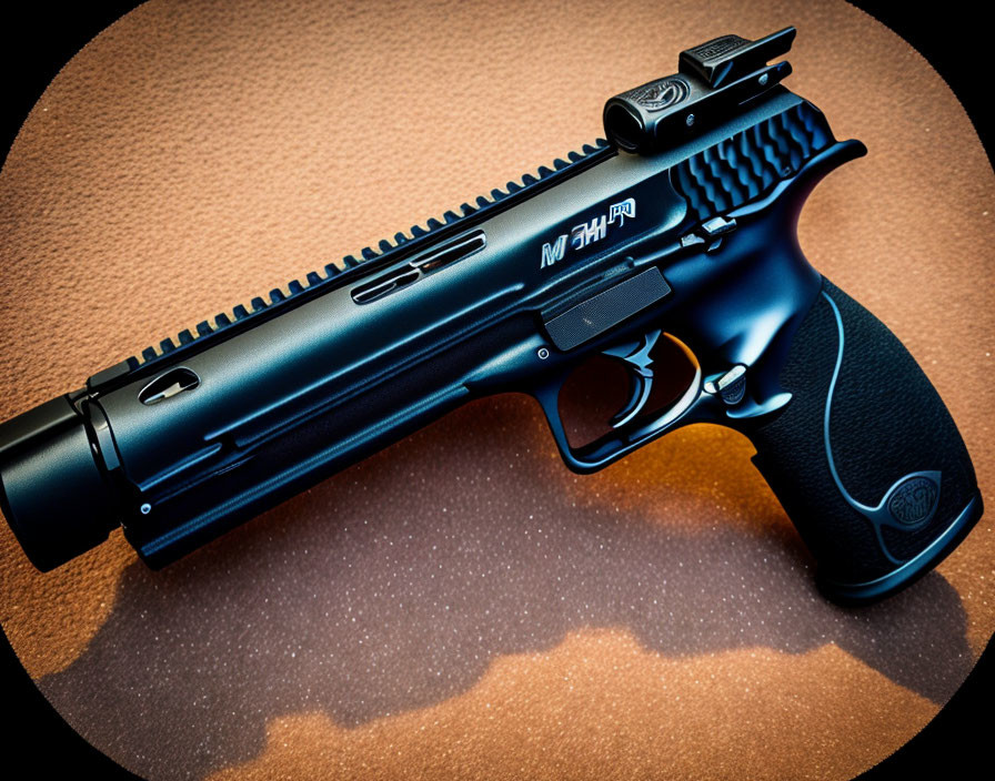 Black Semi-Automatic Pistol with Optic Sight and Textured Grips