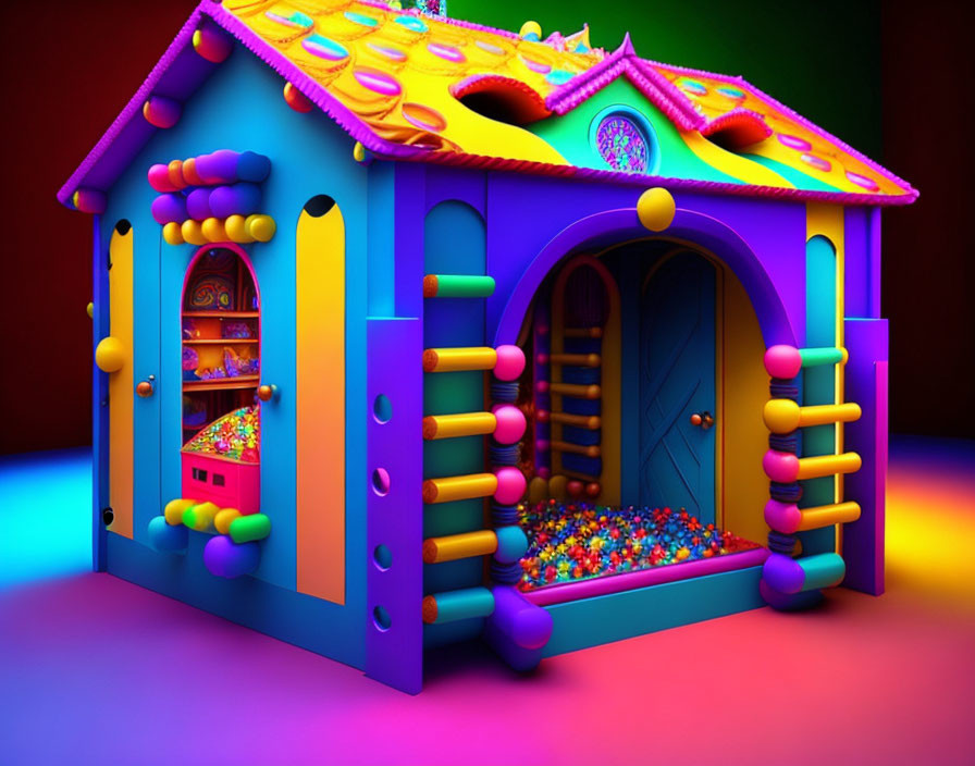 Colorful Playhouse with Ball Pit and Whimsical Design