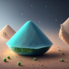 Geometric Blue Watermelon Creates Surreal Ocean Landscape