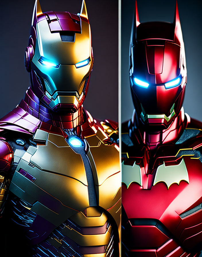 Two Iron Man Suits: Traditional vs. Batman-Inspired Design