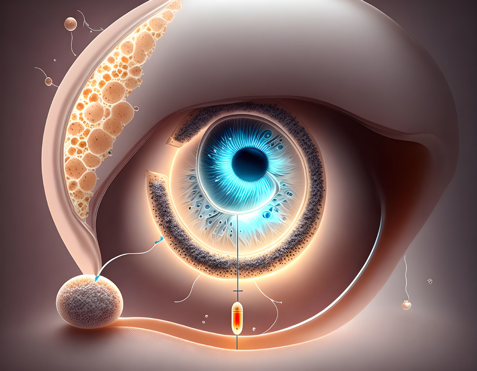 Colorful Cross-Section Illustration of Human Eye Structures