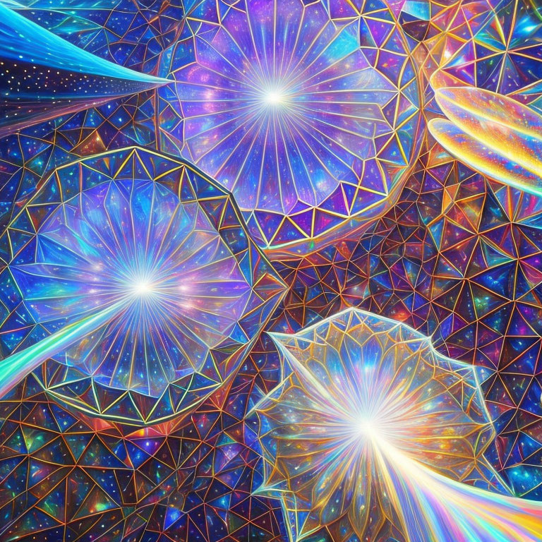 Colorful Fractal Artwork with Neon Colors and Cosmic Patterns