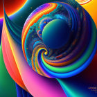 Colorful Abstract Digital Art: Swirling Kaleidoscopic Eye