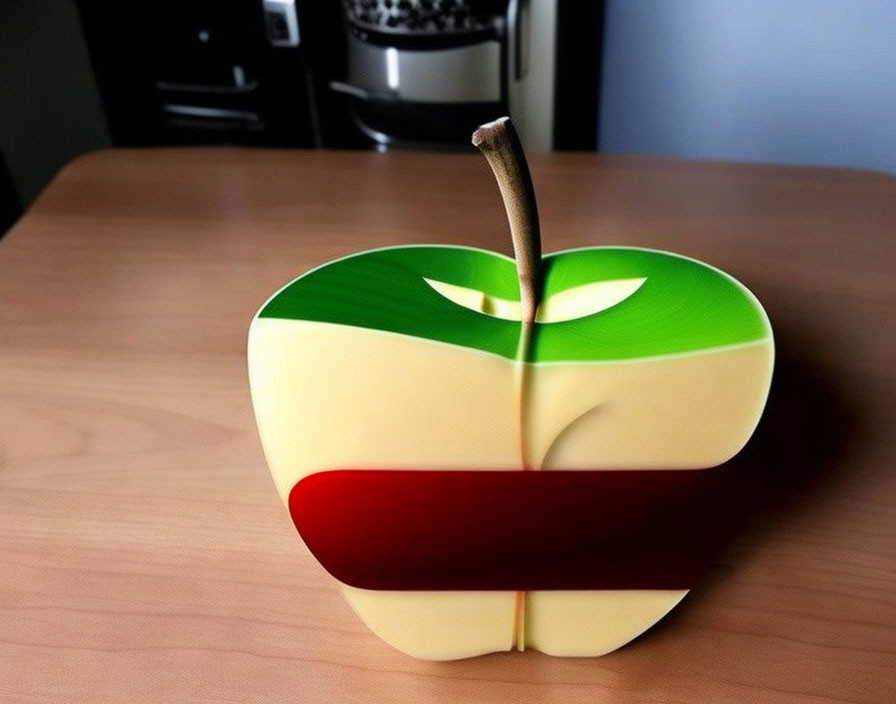 Sliced apple sections arranged in alternating colors on table