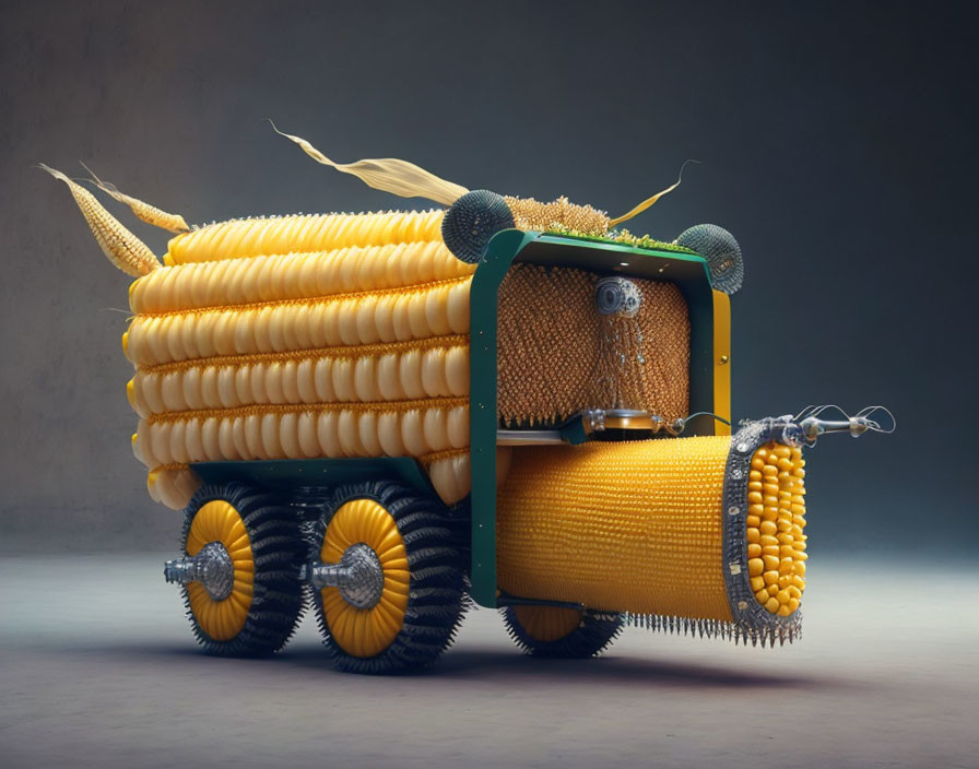 Unique Digital Illustration: Corn-themed Vehicle Design