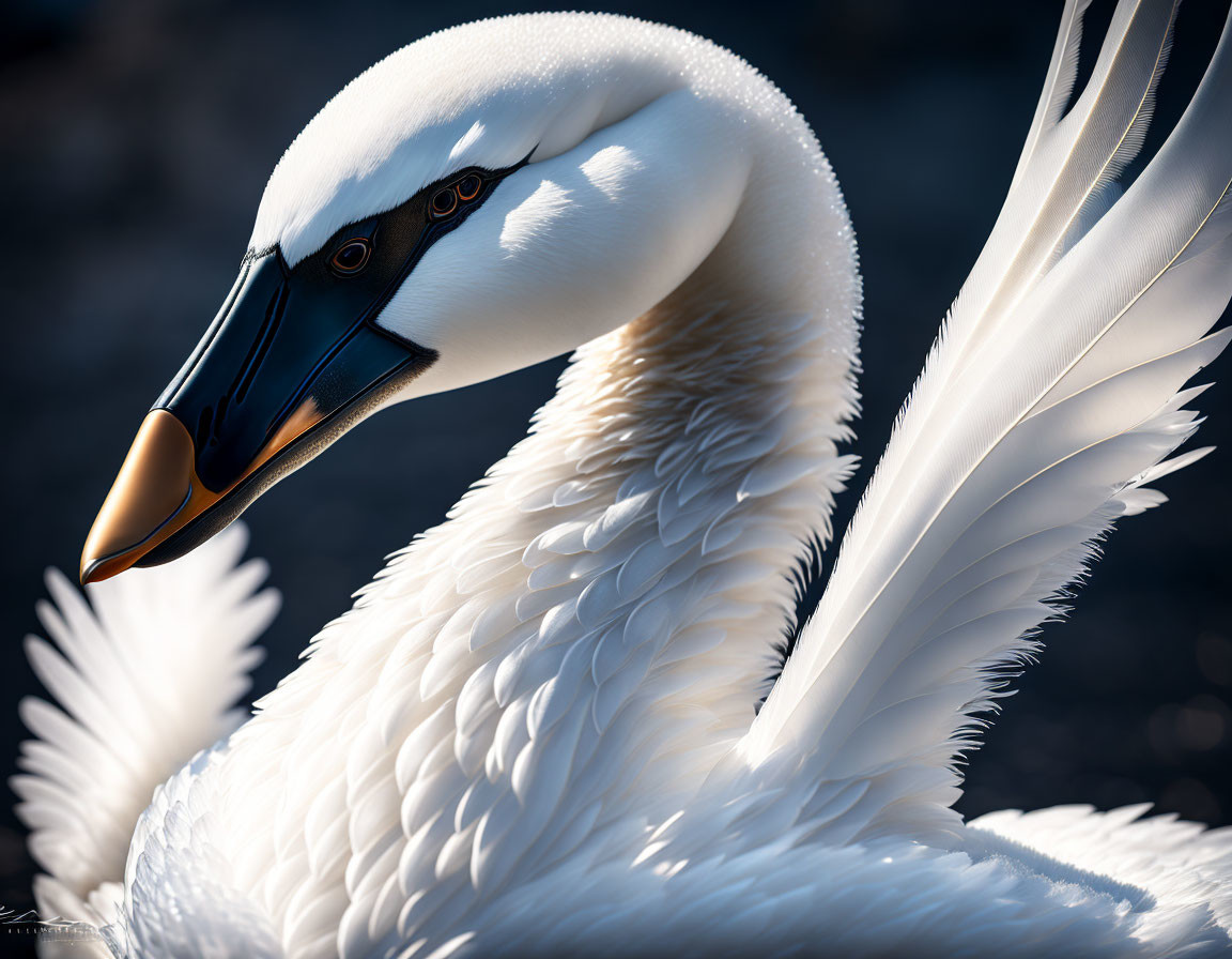 Detailed View of Beautiful Swan Feathers and Features