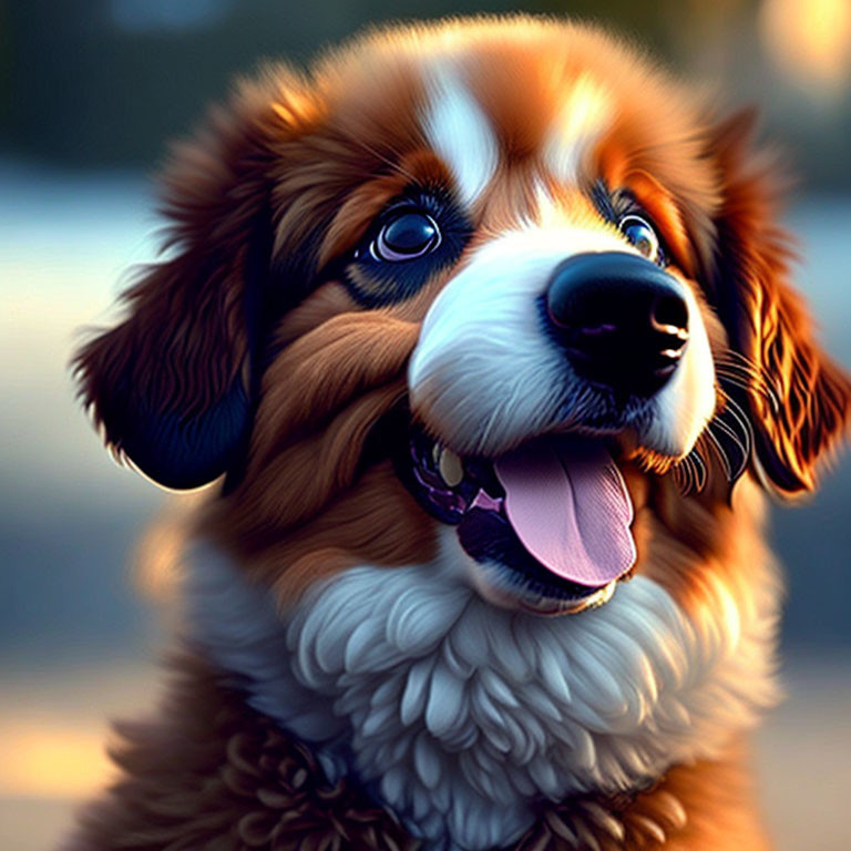 Cheerful Bernese Mountain Dog Close-Up with Tongue Out